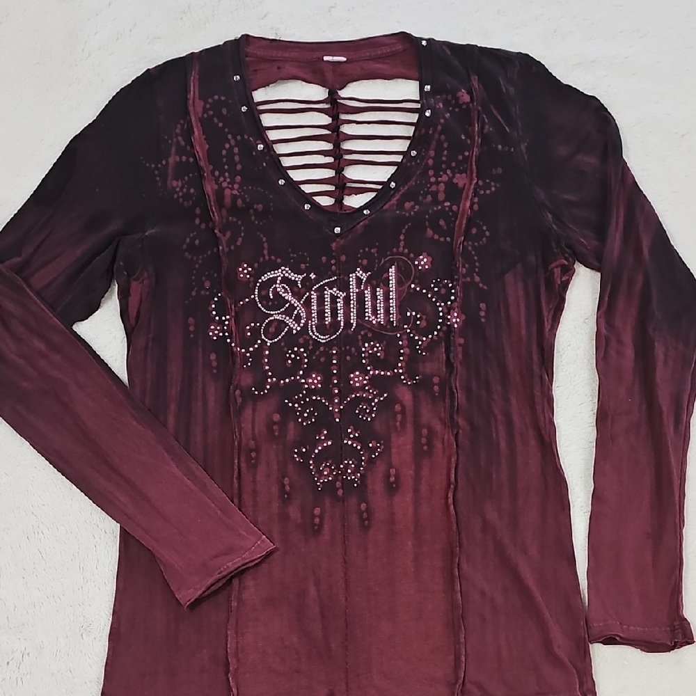 Women's Burgundy Long Sleeve Top